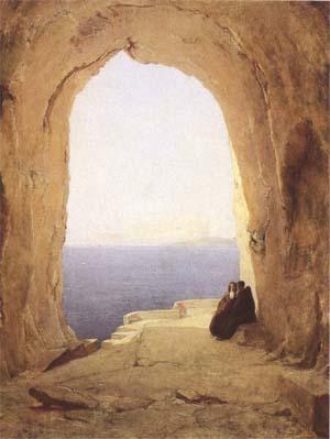 Karl Blechen Monks at the Gulf of Naples (mk09) France oil painting art